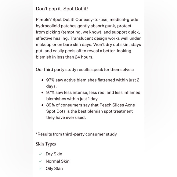 $4 🌸 Peach Slices Acne Spot Dots ~ Peach & Lilly ~ NEW - Picture 10 of 12